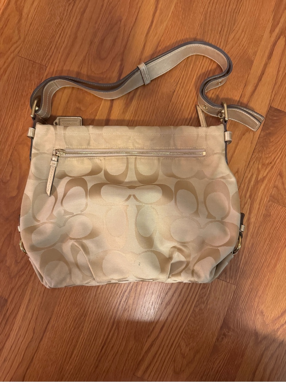Coach Beige Signature Jacquard Shoulder Bag